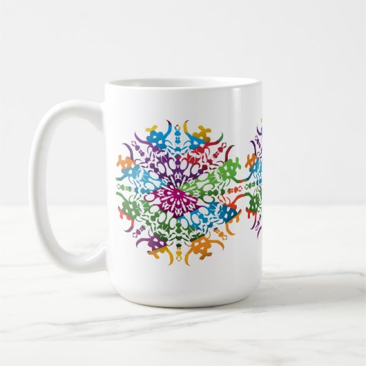 Mug Mandala fleur rose jaune (Gauche)