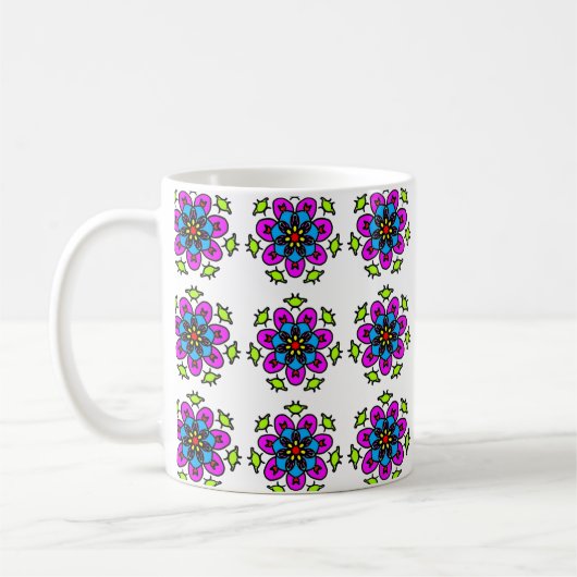 Mug Mandala floral à motif continu (Gauche)