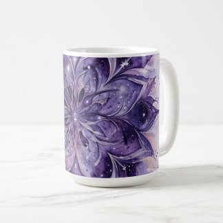 Mug Mandala floral aquarelle violette
