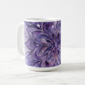 Mug Mandala floral aquarelle violette (Devant gauche)