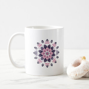 Mug Mandala floral rose et violet - Scandinave