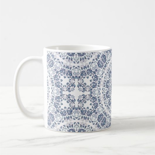 Mug Mandala florale bleu poussiéreux (Gauche)