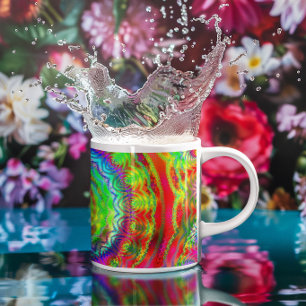Mug Mandala fractal tie-dye arc-en-ciel