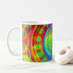 Mug Mandala fractal tie-dye arc-en-ciel