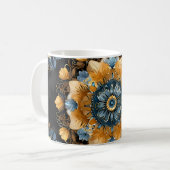 Mug Mandala Gold & Silver Blue Leaf (Devant gauche)