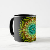 Mug Mandala jaune vert | noir (Devant gauche)