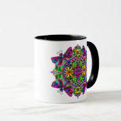 Mug Mandala, libellule violette et rose (Devant droit)