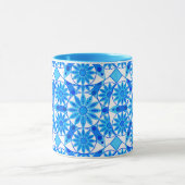Mug Mandala Motif, Bleu de Cobalt, Turquoise et Blanc (Centre)