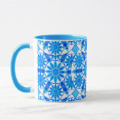 Mug Mandala Motif, Bleu de Cobalt, Turquoise et Blanc (Gauche)