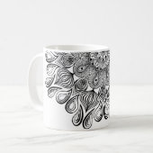 Mug Mandala noir et blanc Trippy Psychedelic Hippie (Devant gauche)