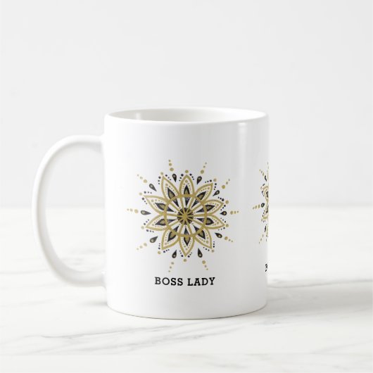 Mug Mandala noir & or (Gauche)