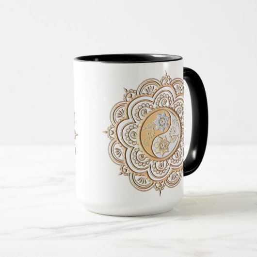 Mug Mandala or et argent (Devant droit)