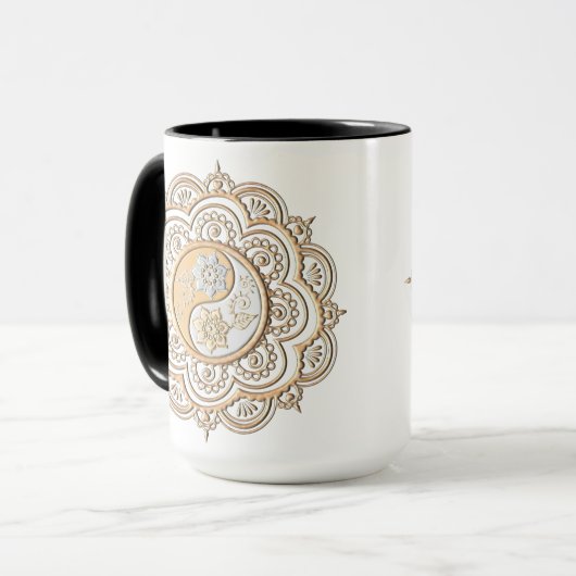 Mug Mandala or et argent (Devant gauche)