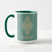 Mug Mandala Ornementale Rétro Sage & Sable customisé (Gauche)