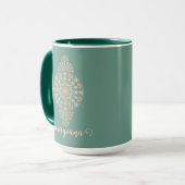 Mug Mandala Ornementale Rétro Sage & Sable customisé (Devant gauche)