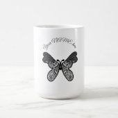 Mug Mandala papillon boho complexe noir et blanc A (Centre)