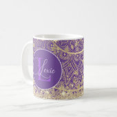 Mug Mandala personnalisé avec Monogramme Gold Stars (Devant gauche)