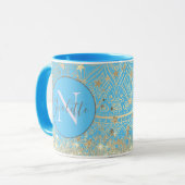 Mug Mandala personnalisé avec Monogramme Gold Stars (Devant gauche)