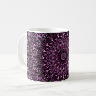 Mug Mandala Rose rose et noir à géométrie florale