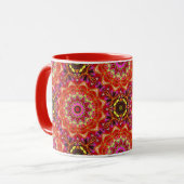 Mug Mandala rouge complexe (Devant gauche)