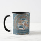 Mug Mandala Turquoise personnalisé et or Abstrait Acce (Gauche)