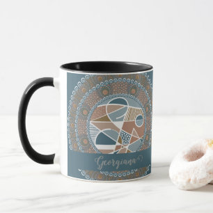 Mug Mandala Turquoise personnalisé et or Abstrait Acce