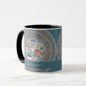 Mug Mandala Turquoise personnalisé et or Abstrait Acce (Devant gauche)