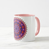 Mug Mandala violet et rose (Devant droit)