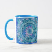 Mug Mandala White Outline bleu Aquarelle - (Gauche)