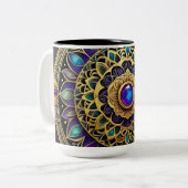 Mug Mandalas Bijoux, Violet Or Bleu (Devant gauche)