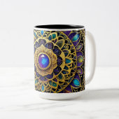 Mug Mandalas Bijoux, Violet Or Bleu (Devant droit)