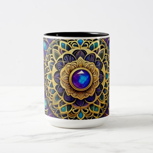 Mug Mandalas Bijoux, Violet Or Bleu (Centre)