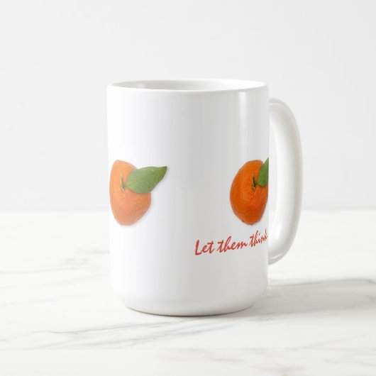 Mug Mandarin avec feuille verte (Devant droit)