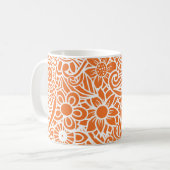 Mug Mandela Floral Orange Blanc Rose Monogramme INITIA (Devant gauche)
