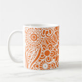Mug Mandela Floral Orange Blanc Rose Monogramme INITIA (Gauche)