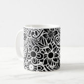Mug Mandela Tropical Floral INITIALES Black Blanc Fun (Devant gauche)