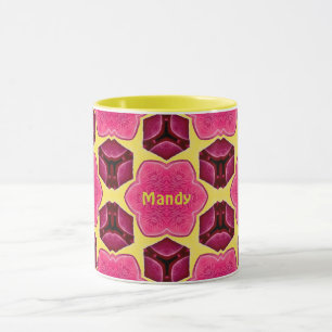Mug MANDY ~ Motif de champignon rose ~ Personnalisé ~