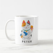 Mug Maneki Neko White Chat, symbole de bonne chance (Gauche)
