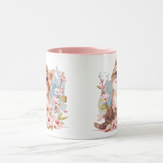 Mug Manga Cute Kitten & Sakura Fleurs Chat Maman Cadea (Centre)