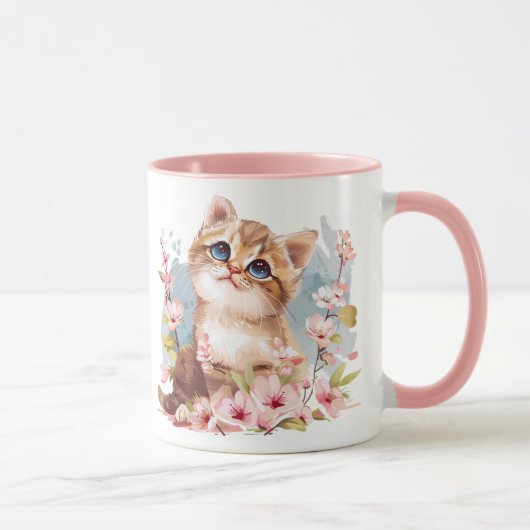 Mug Manga Cute Kitten & Sakura Fleurs Chat Maman Cadea (Droite)