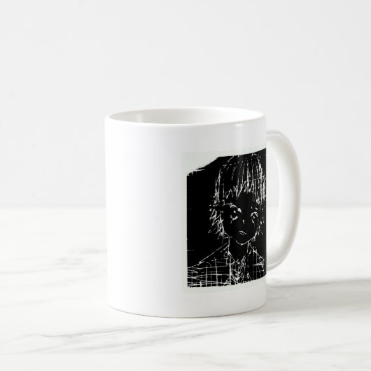 Mug manga d'anime projet quotidien noir (Devant droit)