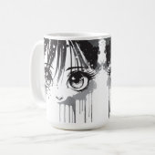 Mug Manga Girl avec le regard peint trempé (Devant gauche)