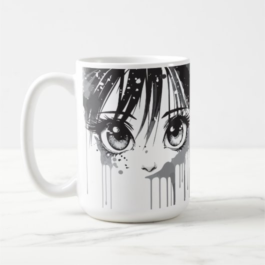 Mug Manga Girl avec le regard peint trempé (Gauche)
