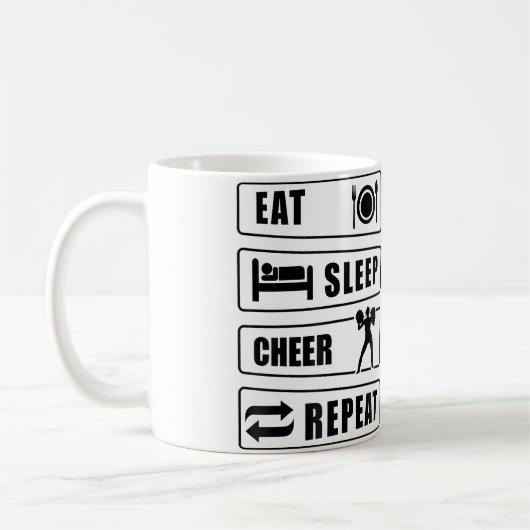 Mug Manger Dormir Acclamer Répéter Cheerleading Cheerl (Gauche)