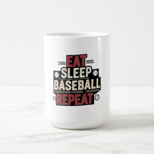 Mug Manger Dormir Baseball Répéter Drôle Fan de Baseba