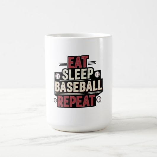 Mug Manger Dormir Baseball Répéter Drôle Fan de Baseba (Centre)