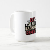 Mug Manger Dormir Baseball Répéter Drôle Fan de Baseba (Devant gauche)