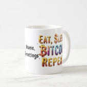 Mug Manger, Dormir, Bitcoin, Répéter Une Cryptomonnaie (Devant droit)