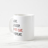 Mug Manger Dormir Caresser Chat Répéter Citation Amusa (Devant gauche)