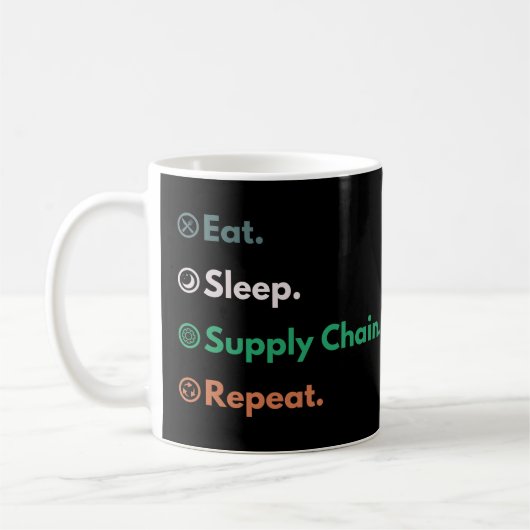 Mug Manger Dormir Chaîne d'Approvisionnement Répéter R (Gauche)